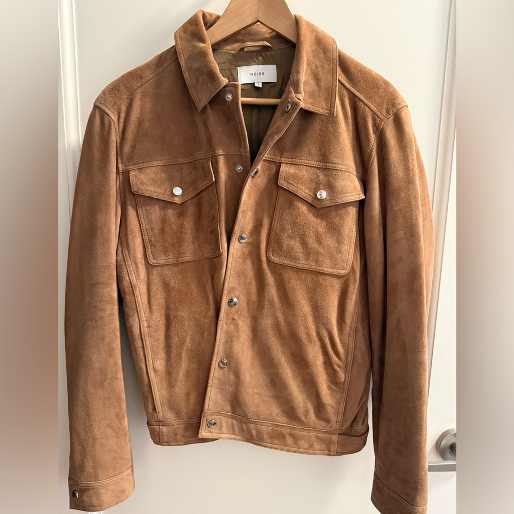 Reiss Camel Suede Shirt Jacket